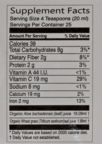 Organic Aloe Wheat Grass Juice, Vitro Naturals (500ml)