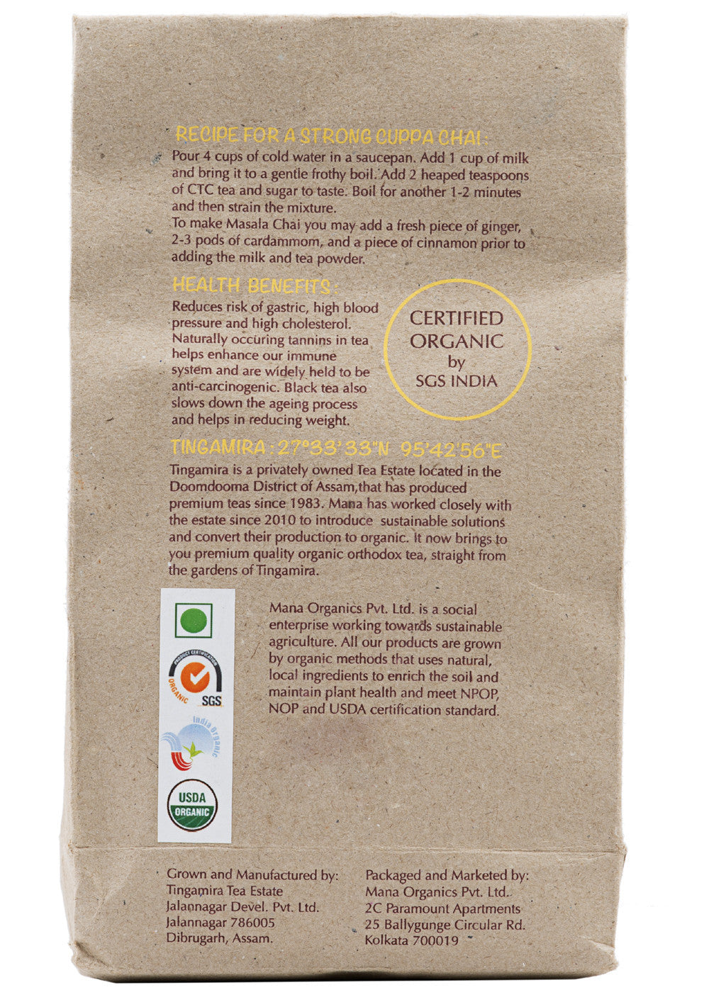 Organic Assam CTC, Mana Organics (250gm)