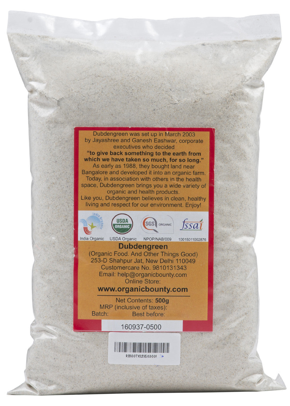 Organic Bajra Atta (Pearl Millet Flour), Dubdengreen (500gm)