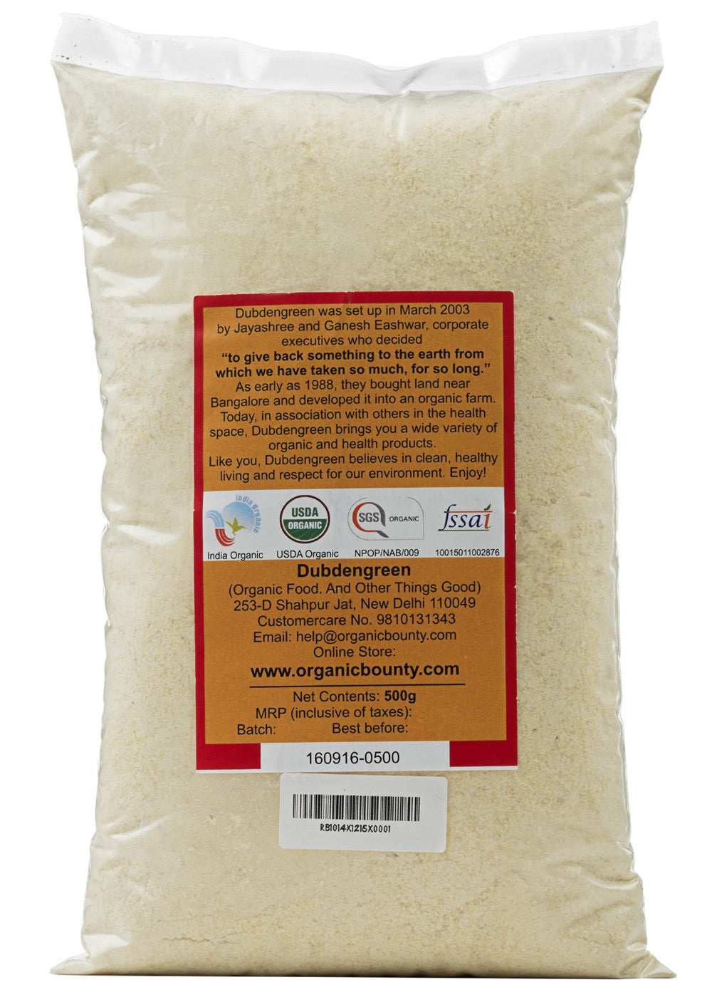 Organic Besan (Bengal Gram Flour), Dubdengreen (500gm)
