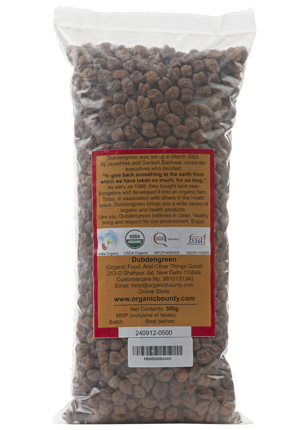 Organic Chana (Bengal Gram), Dubdengreen (500gm)