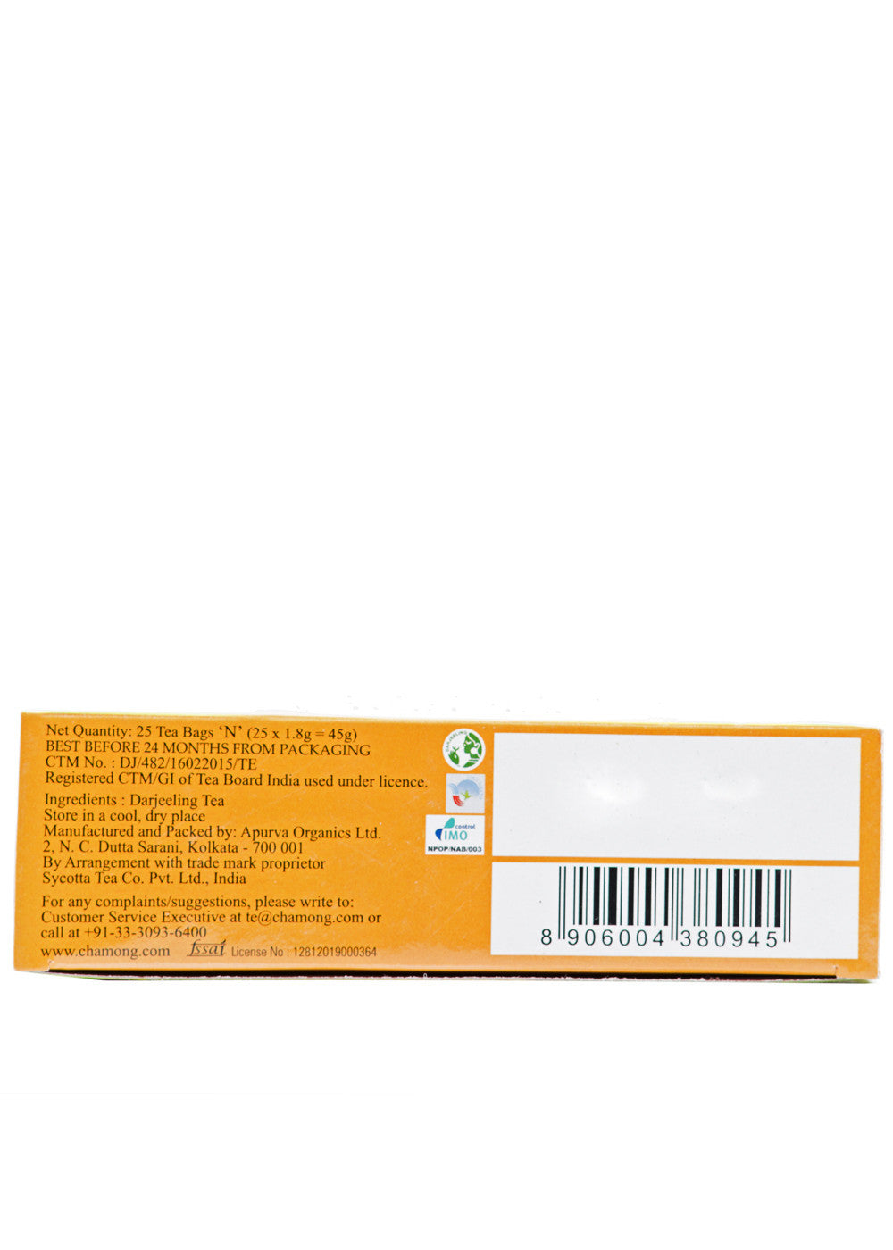 Organic Darjeeling Black Tea, Chamong (25 teabags)