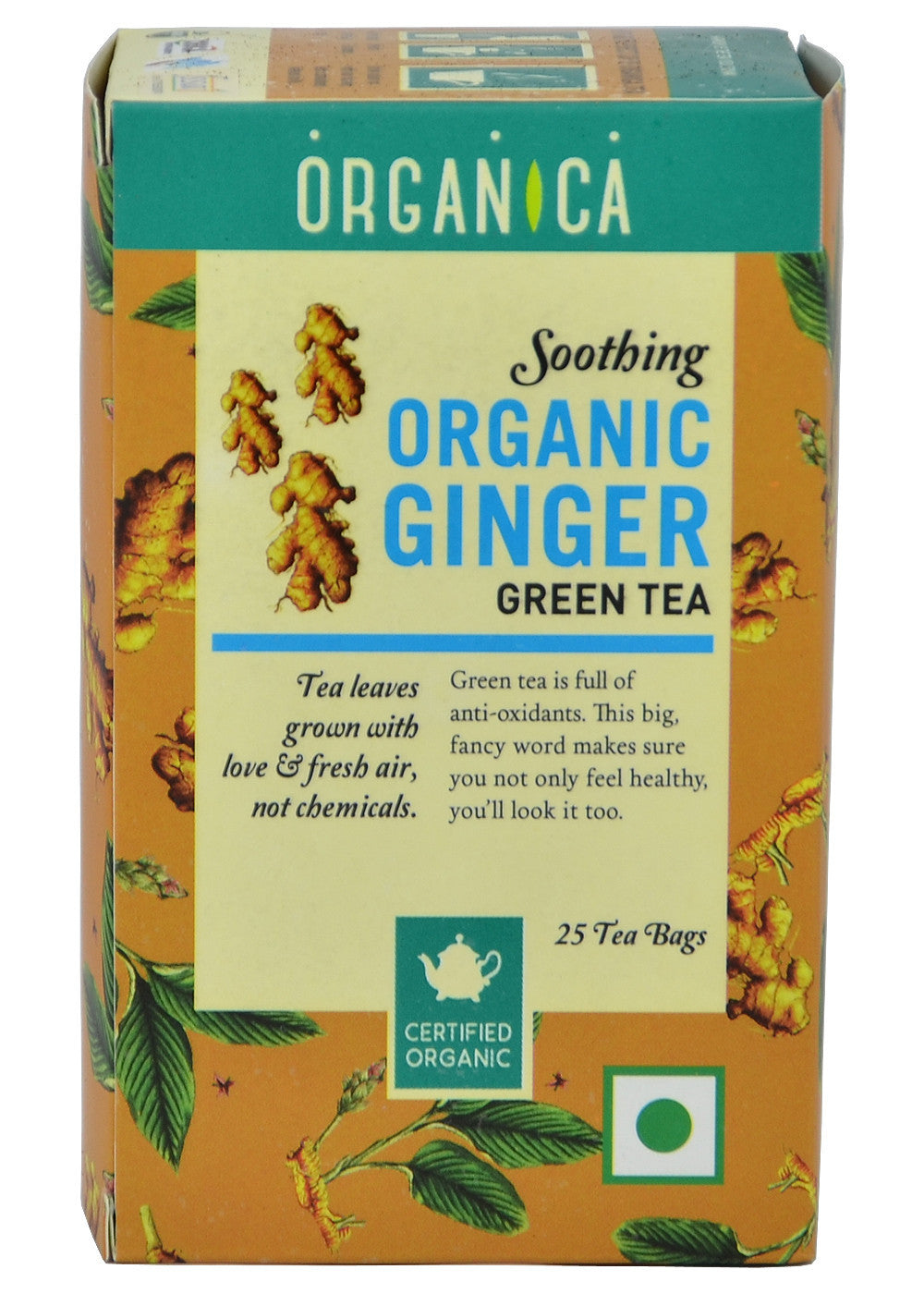 Organic Ginger Green Tea, Organica (25 tea bags)