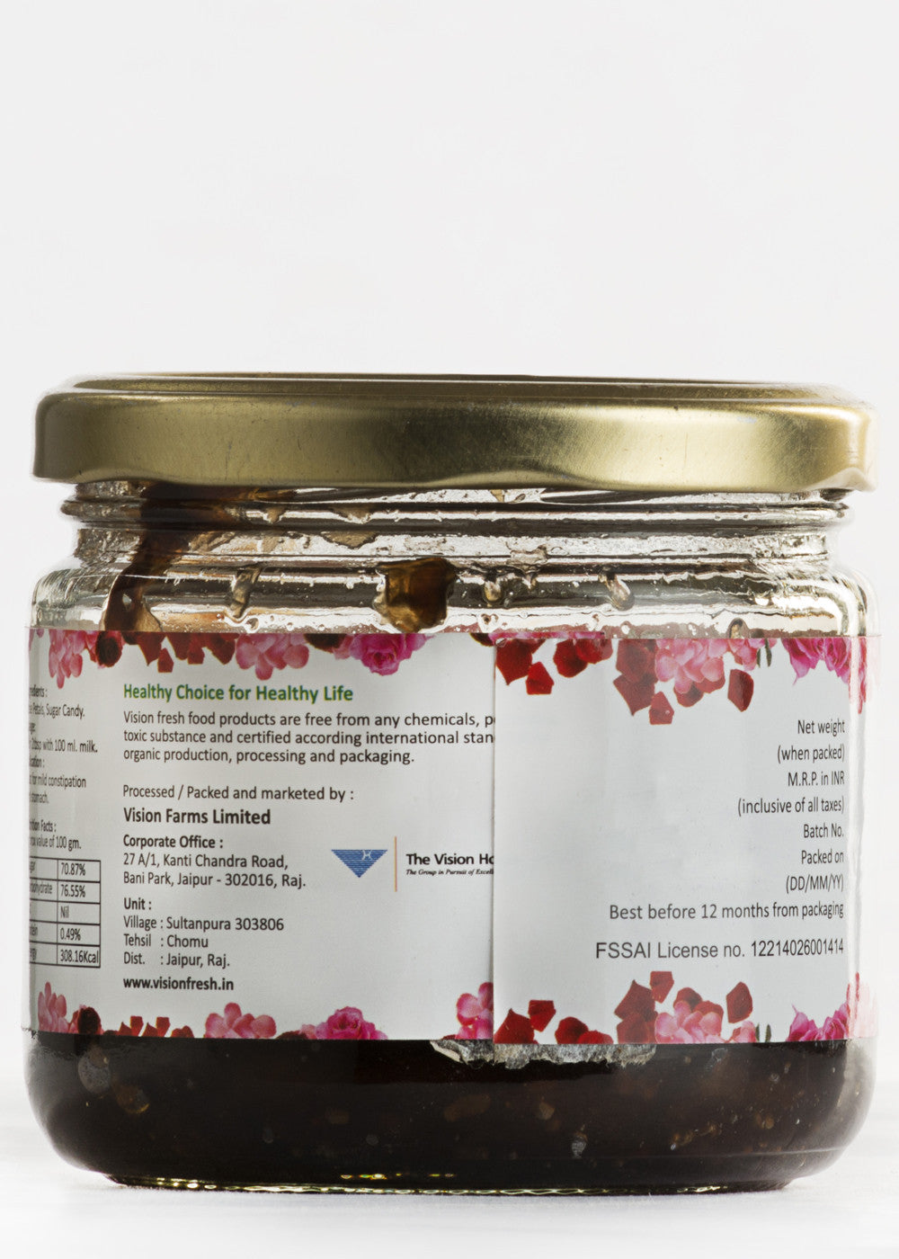 Organic Gulkand (Rose Petal Jam), Vision Fresh (250gm)