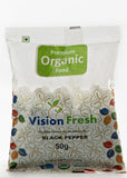 Organic Kali Mirch Whole (Black Pepper), Vision Fresh (50gm)