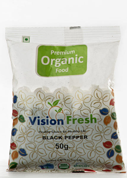 Organic Kali Mirch Whole (Black Pepper), Vision Fresh (50gm)