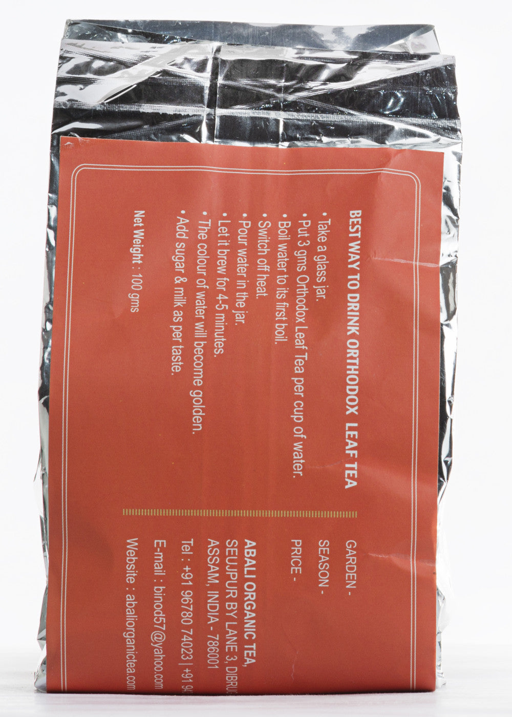 Organic Lemon Orthodox Tea, Abali Tea (100gm)