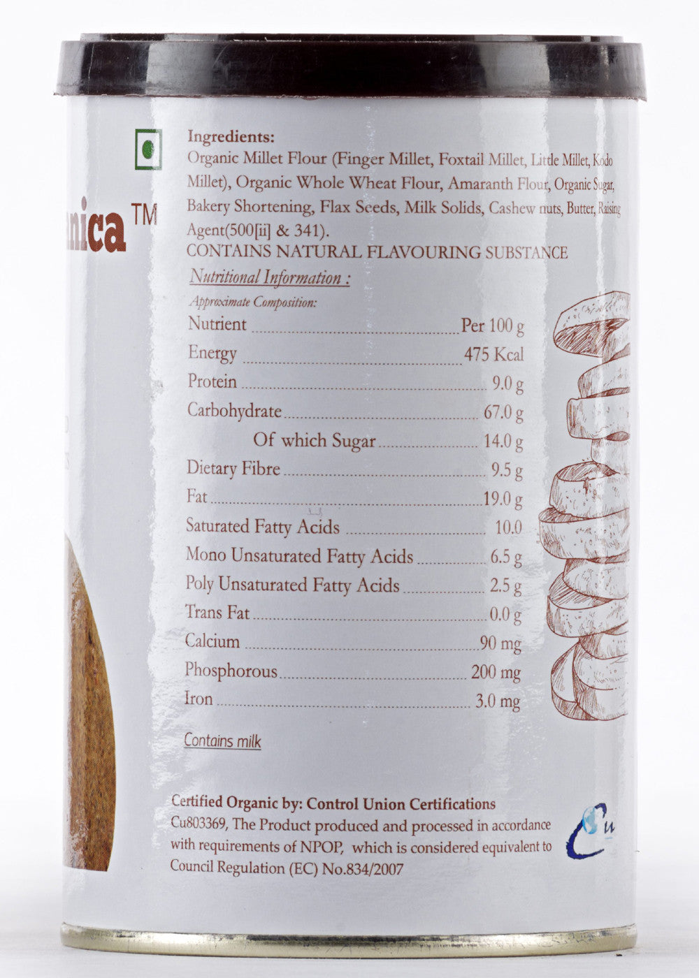 Organic Mixed Millet Regular Cookies, Pristine (150gm)