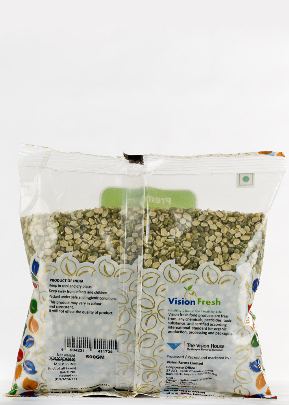 Organic Moong Dal Chhilka (Split Green Gram With Skin), Vision Fresh (500 gm)