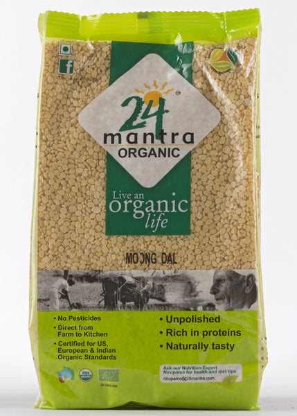 Organic Moong Dal (Split Yellow Lentil Without Skin), 24 Mantra (500gm)