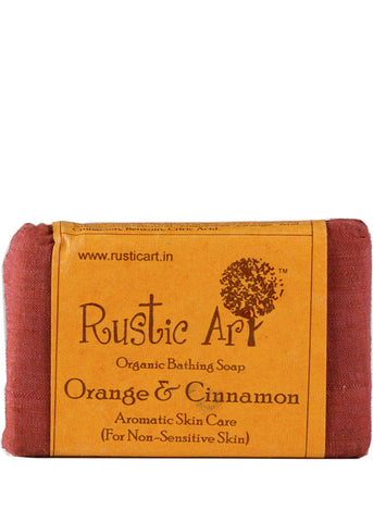 Organic Orange and Cinnamon Soap, Rustic Art (100gm)