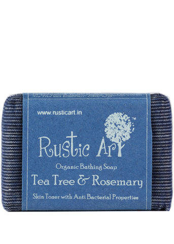 Organic Tea Tree and Rosemary Soap, Rustic Art (100gm)