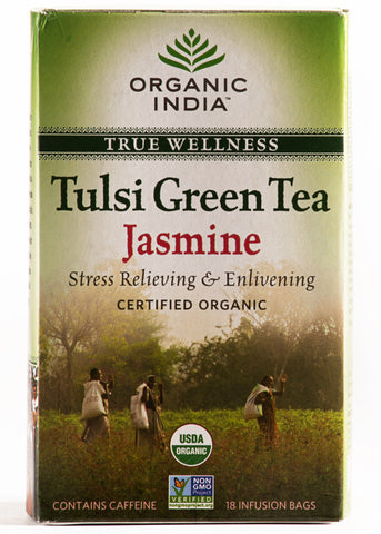 Organic Tulsi Green Jasmine Tea, Organic India (18 teabags)