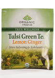 Organic Tulsi Green Lemon Ginger Tea, Organic India (18 teabags)